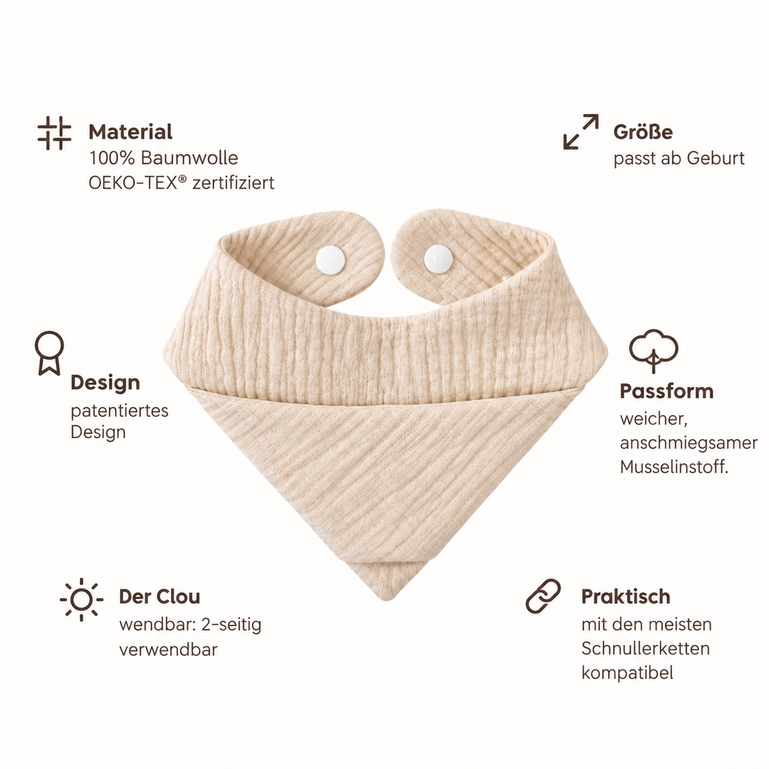 Nuckly Pacifier Bib - Oat Milk