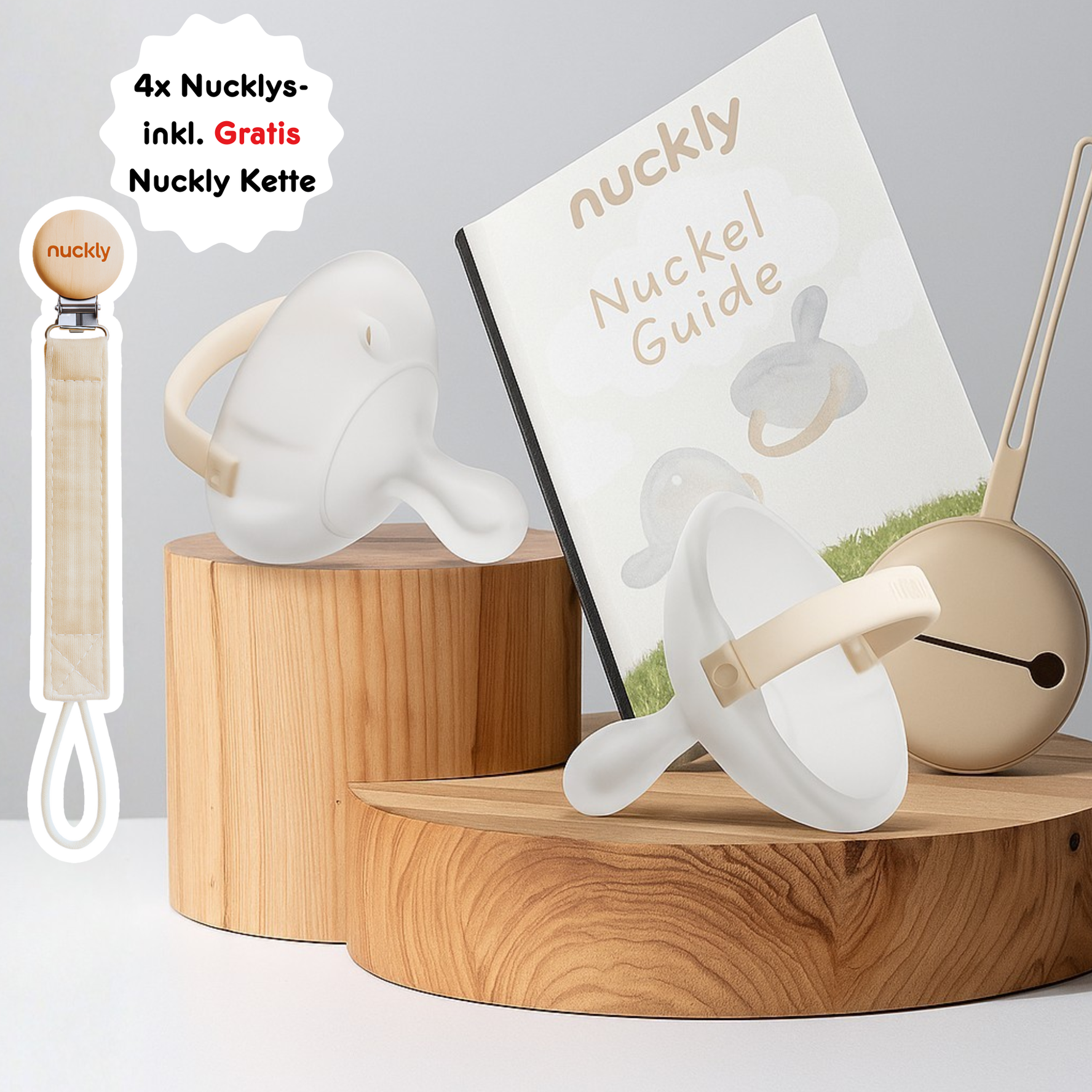 Nuckly Premium Box / 4x Nuckly NatureSense + Ratgeber + Nuckly Case & Nuckly Kette